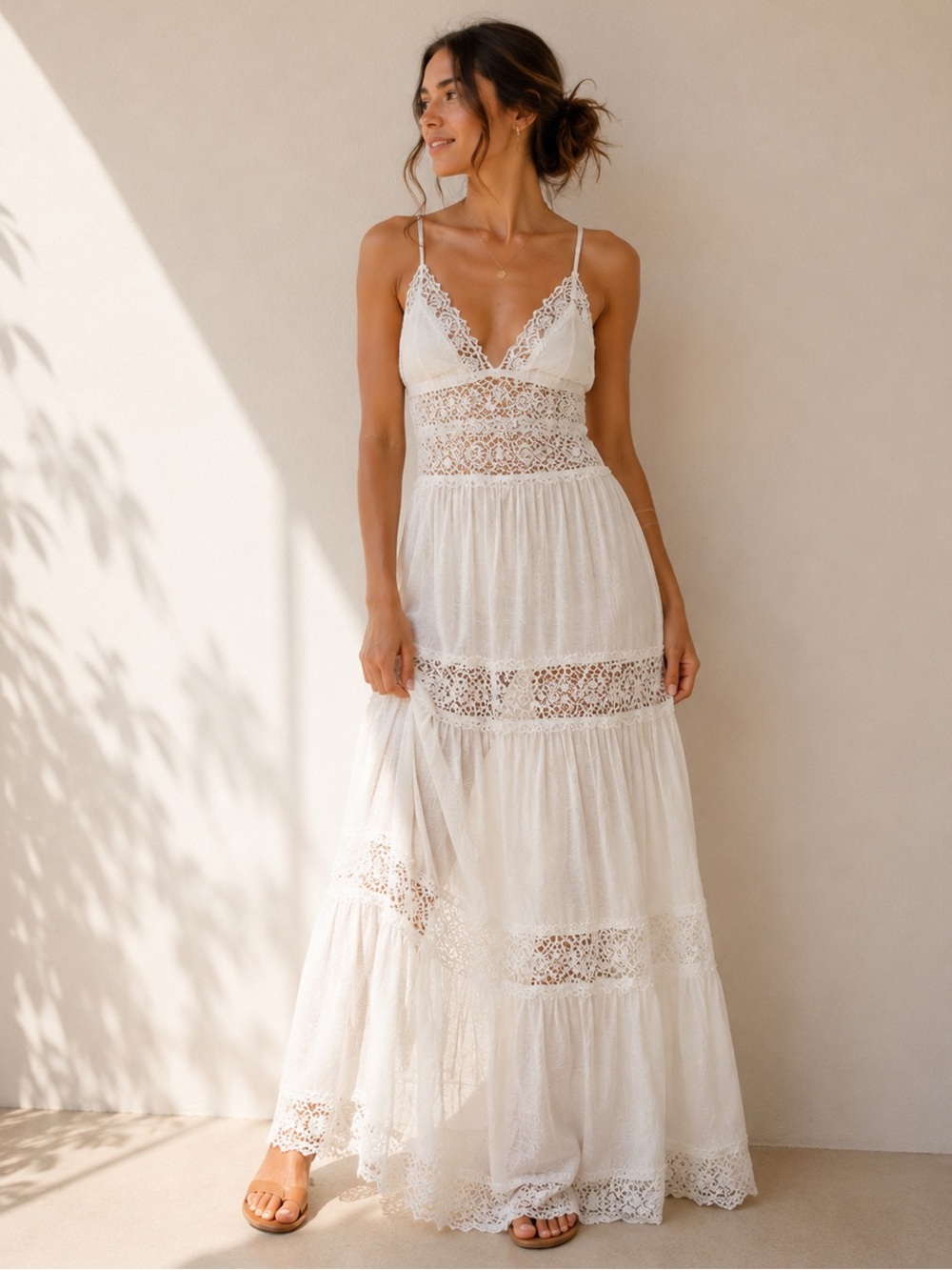 🎉LAST PIECE 🎉 ELAN Maxi Lace Tiered Cover-Up Dress